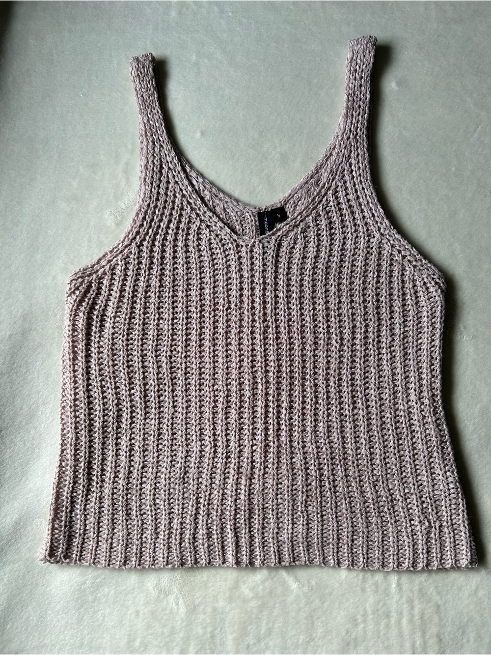 moon & madison Ribbed V-Neck Tank Top | Dusty Rose Size S